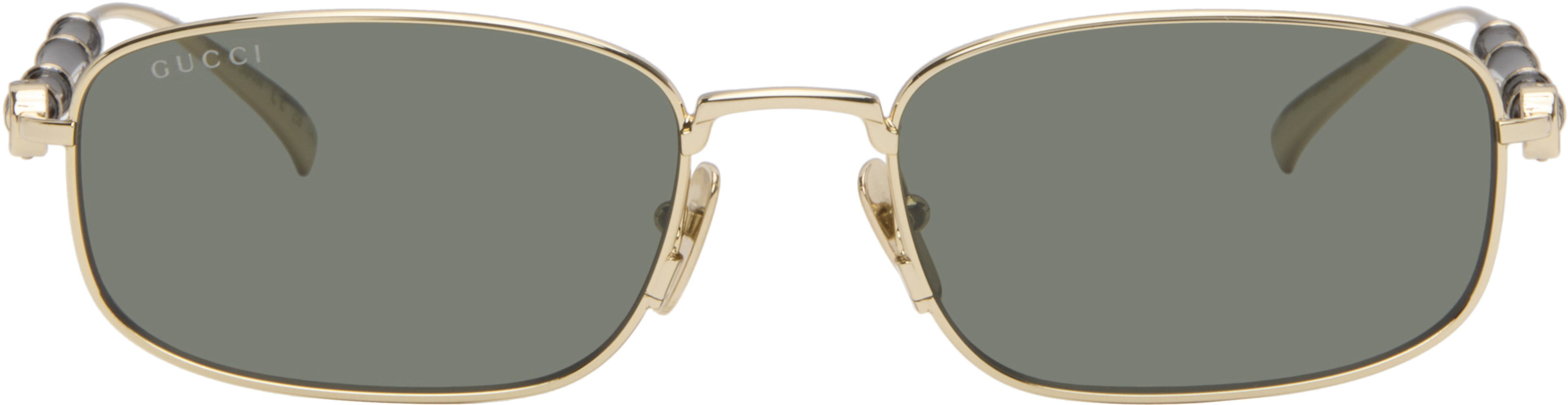 Gold Square Frame Sunglasses by GUCCI