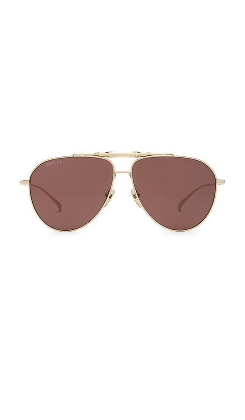 Gucci Bamboo Metal Pilot Sunglasses in Metallic Gold by GUCCI