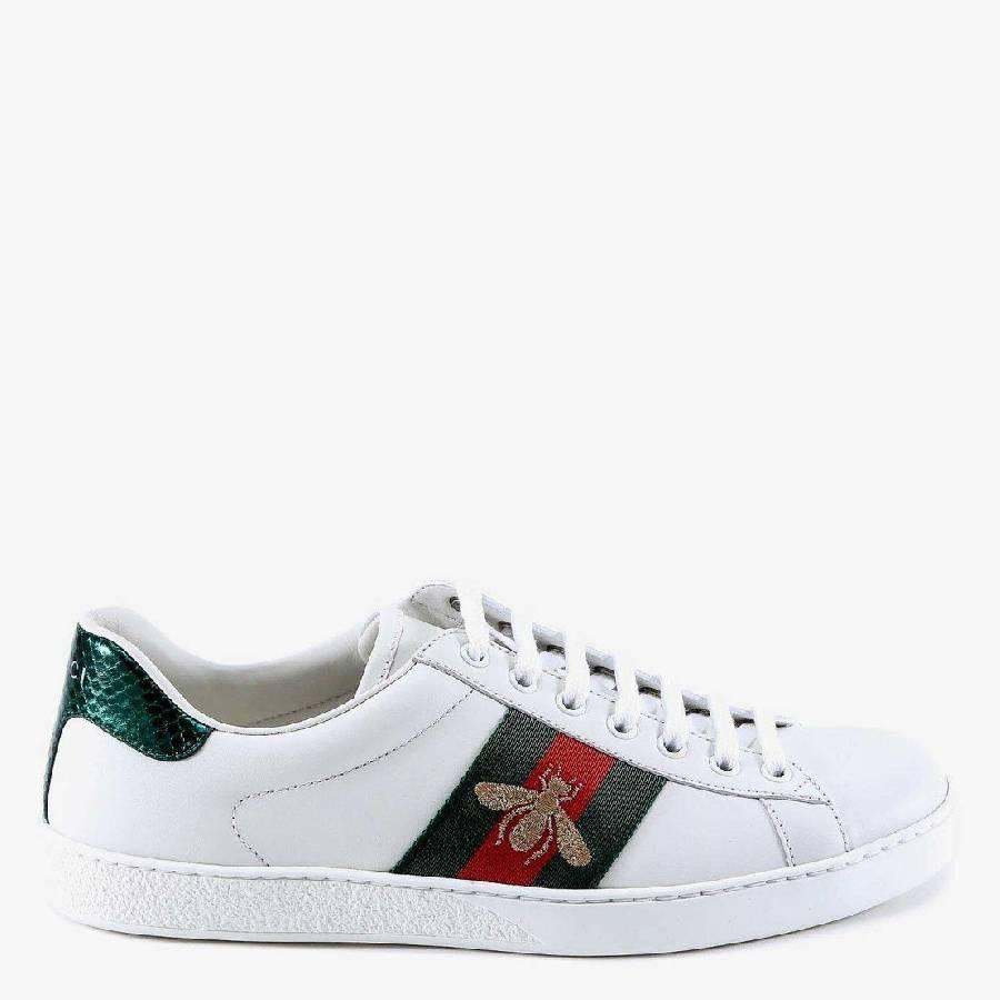 Gucci Bee Ace Low-Top Leather Sneakers by GUCCI