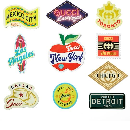 Gucci Cities luggage stickers in multicolor by GUCCI