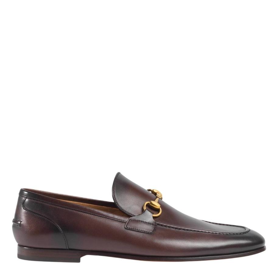 Gucci Dark Brown Leather Jordaan Loafers by GUCCI