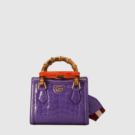 Gucci Diana mini crocodile bag in purple