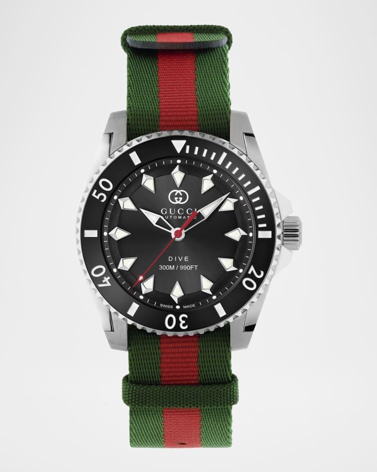 Gucci Dive Green and Red Nylon-Strap Watch, 40mm by GUCCI