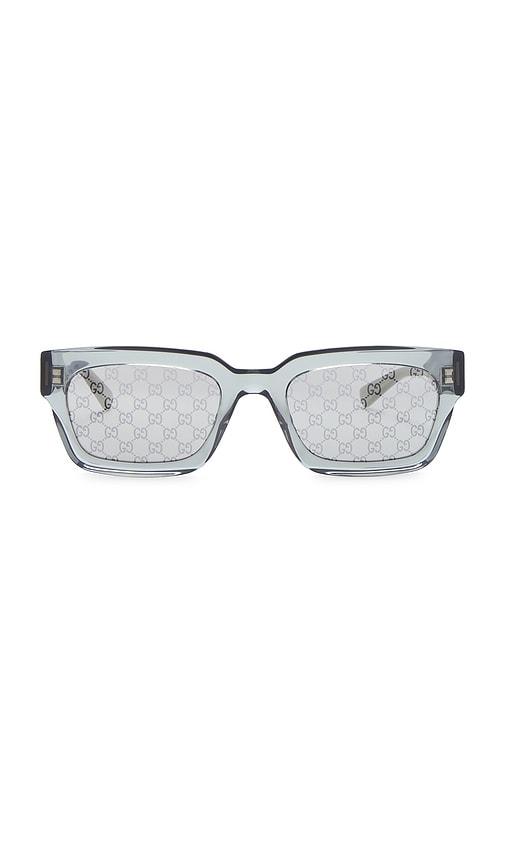 Gucci G Monogram Rectangular Sunglasses in Grey by GUCCI
