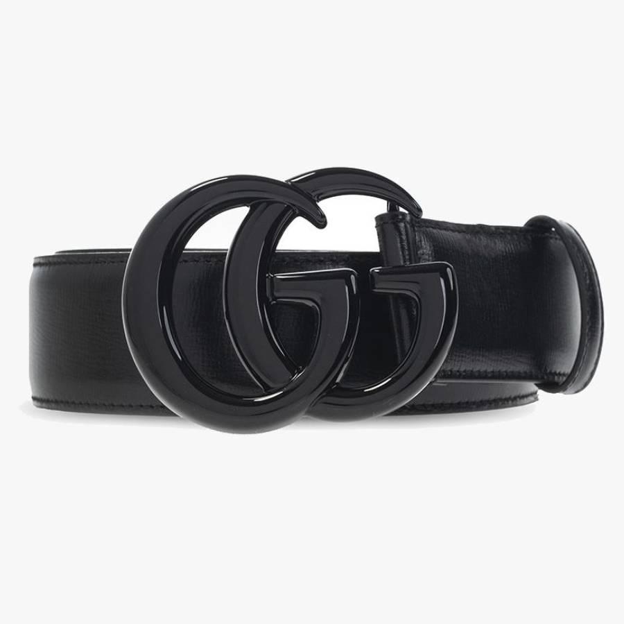 Gucci GG Marmont Buckle Wide Leather Belt by GUCCI