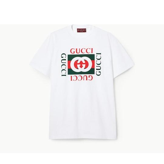 Gucci Interlocking G print cotton T-shirt in white by GUCCI
