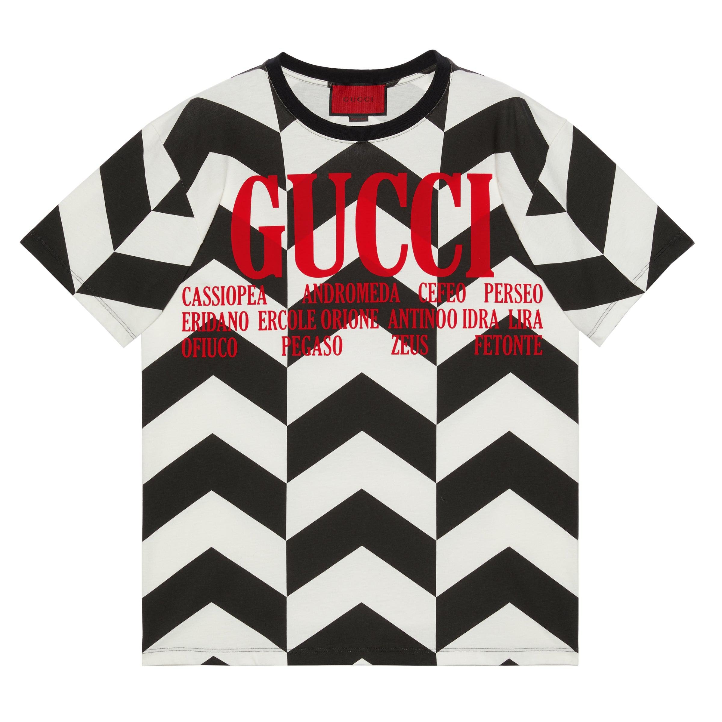 Gucci - Men’s DSM Exclusive Chevron Printed T-Shirt - (Black/White) by GUCCI