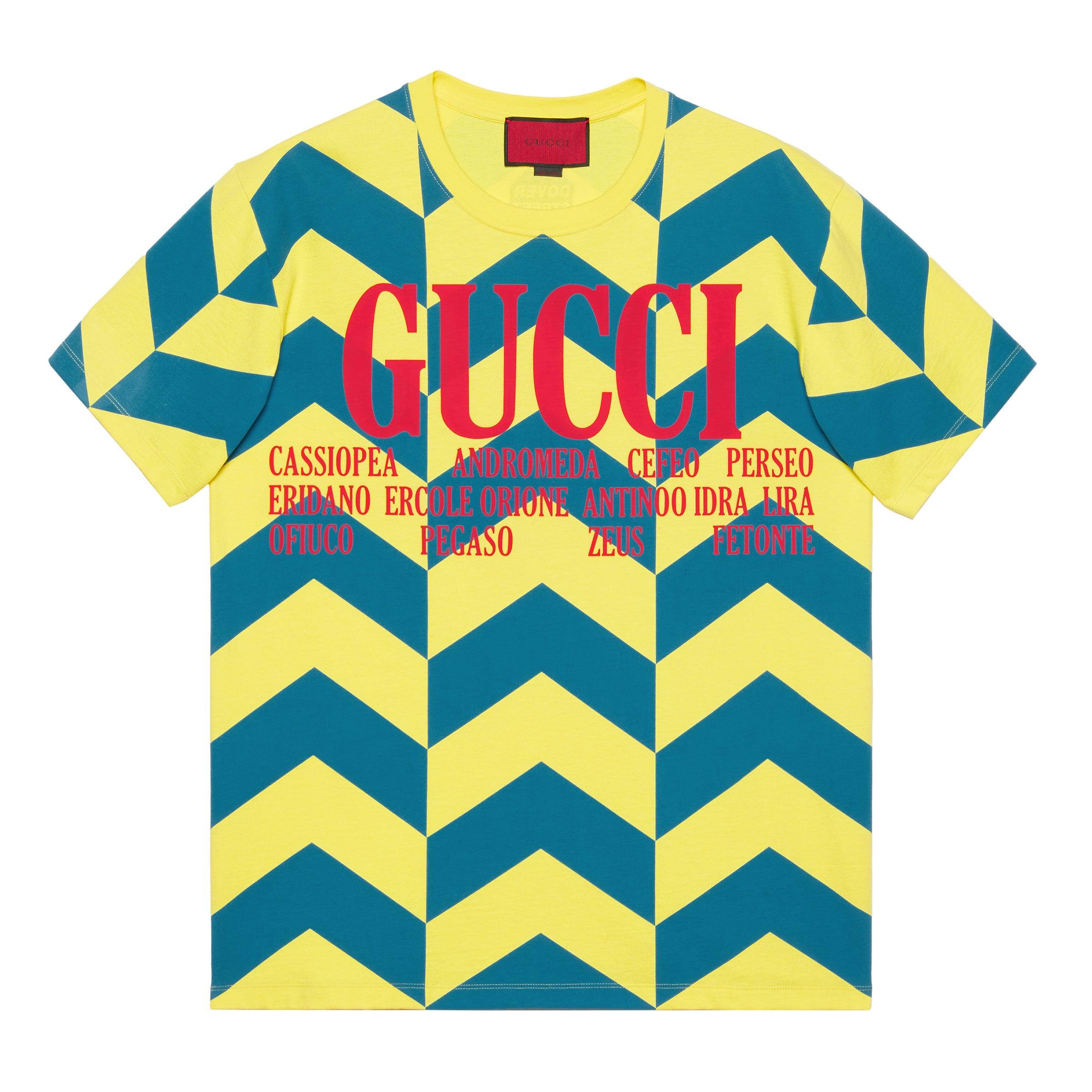 Gucci - Men’s DSM Exclusive Chevron Printed T-Shirt - (Green/Yellow) by GUCCI