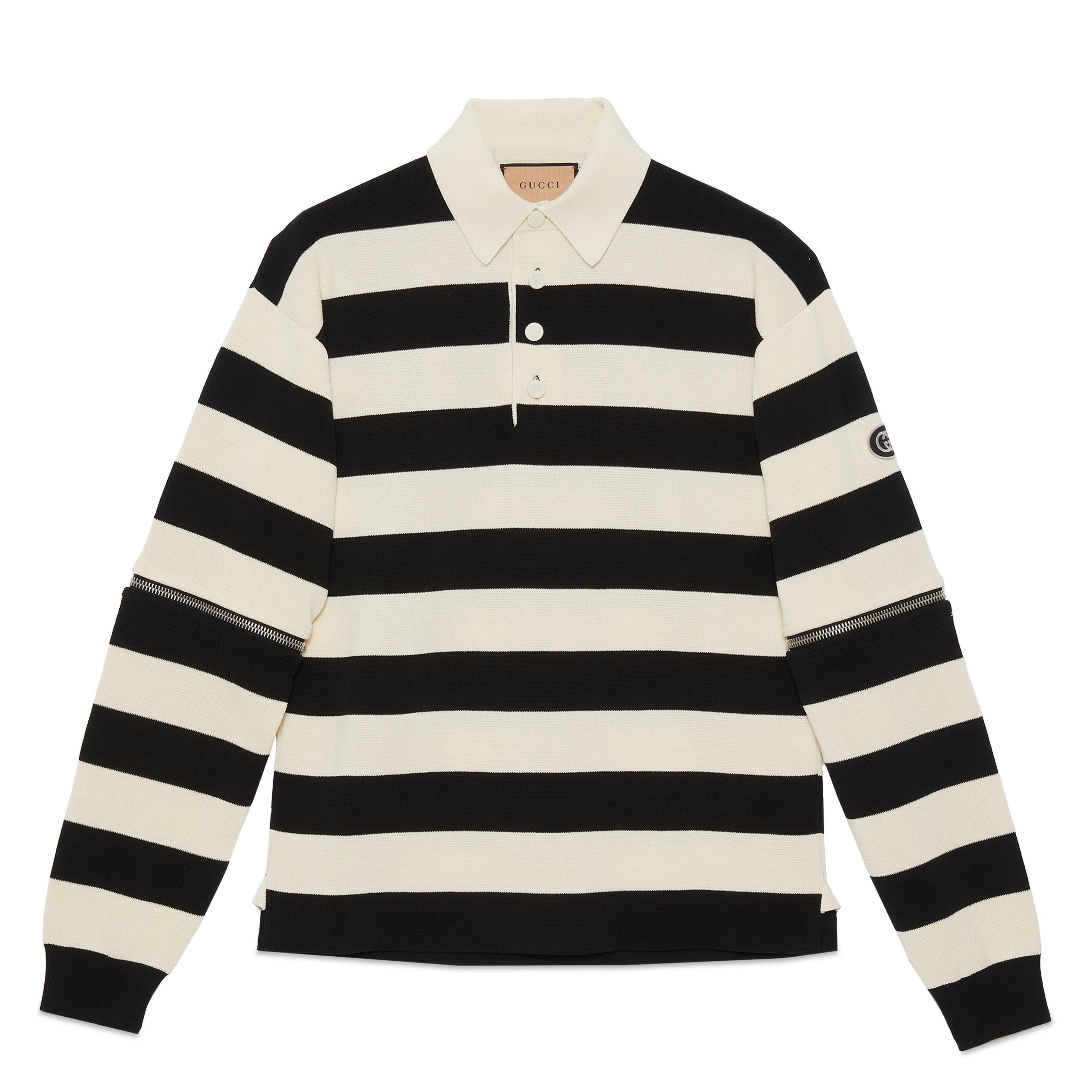 Gucci - Men’s Detachable Sleeves Knit Polo - (White/Black) by GUCCI