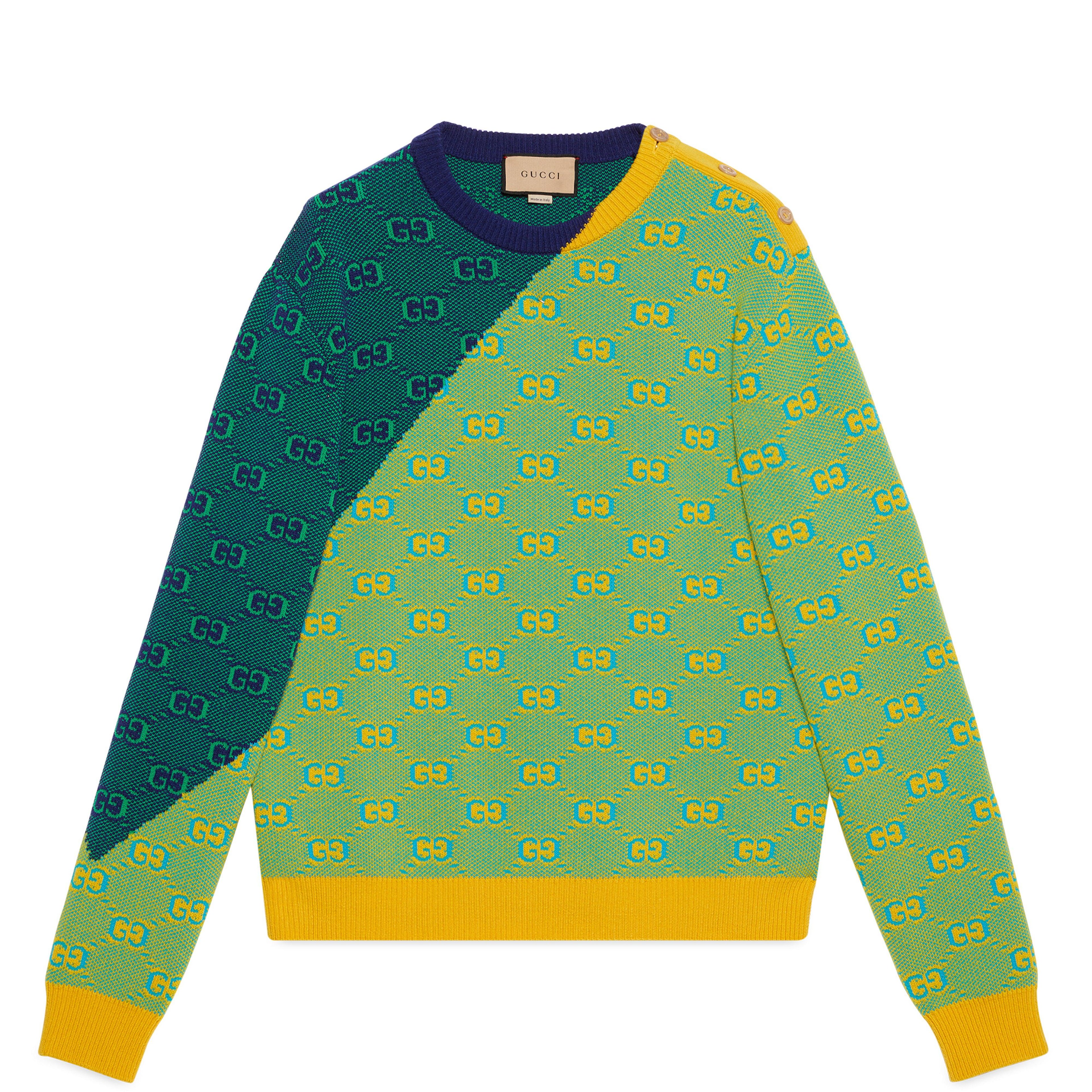 Gucci - Men’s GG Jacquard Wool Knit Jumper - (Green/Yellow) by GUCCI