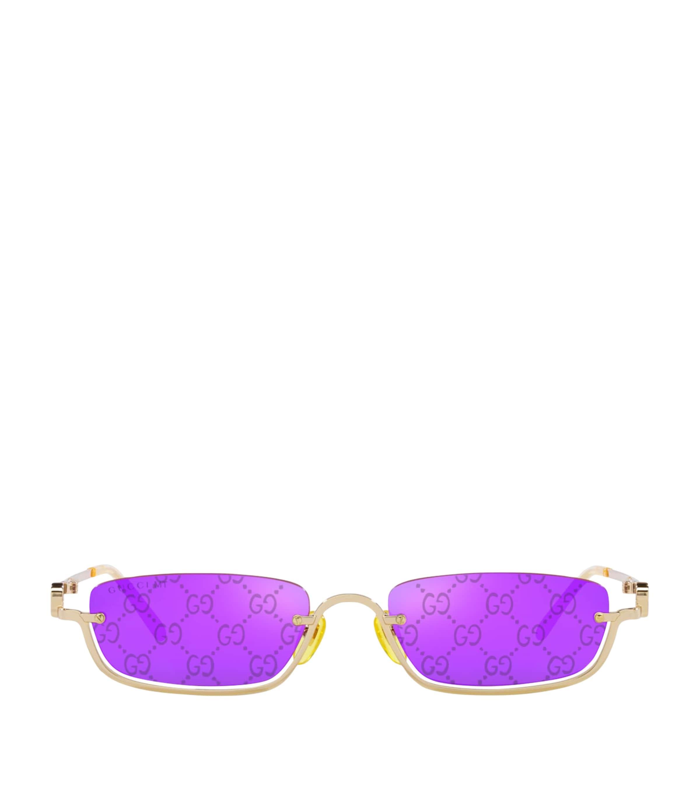 Gucci Metal Logo Rectangular Sunglasses by GUCCI
