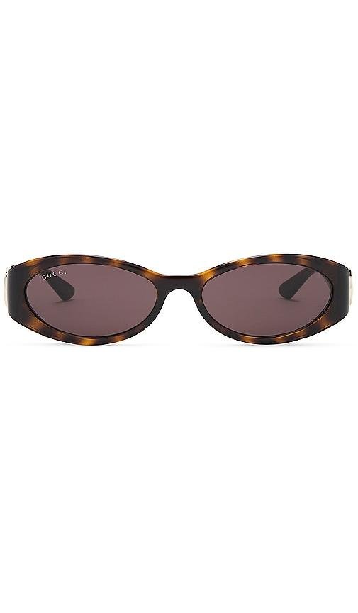 Gucci Oval Sunglasses in Brown by GUCCI