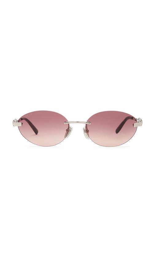 Gucci Oval Sunglasses in Metallic Silver by GUCCI
