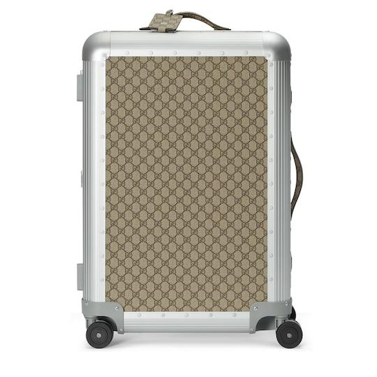 Gucci Porter medium trolley in beige and ebony Supreme by GUCCI