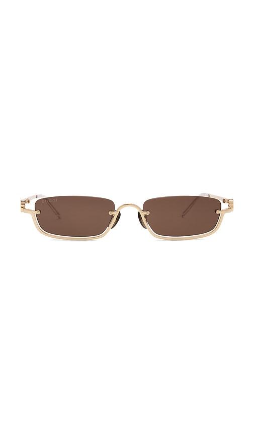 Gucci Rectangular Sunglasses in Brown by GUCCI