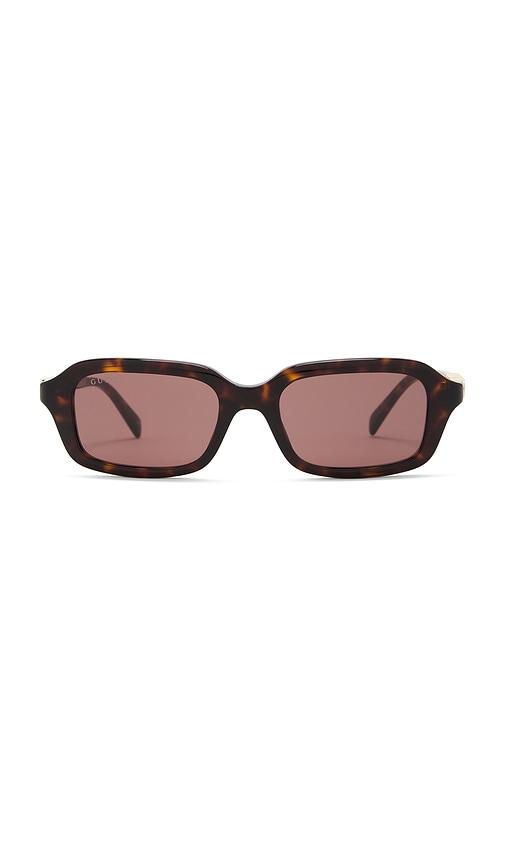 Gucci Rectangular Sunglasses in Brown by GUCCI