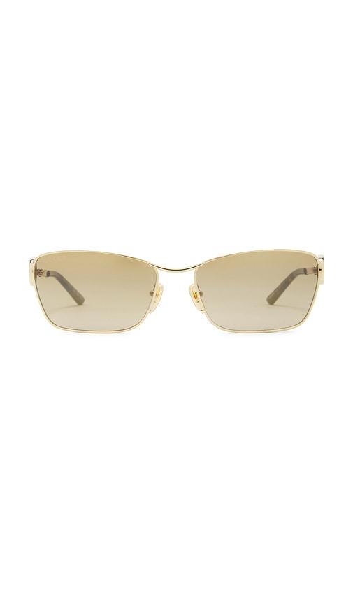 Gucci Rectangular Sunglasses in Metallic Gold by GUCCI