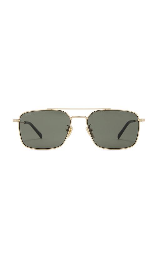 Gucci Rectangular Sunglasses in Metallic Gold by GUCCI