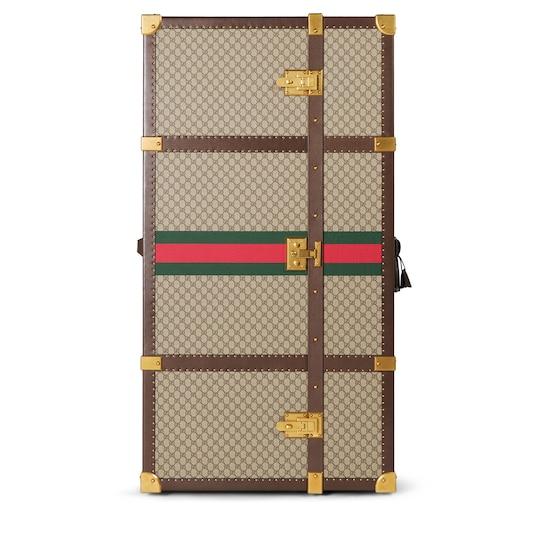 Gucci Savoy large shoe trunk in beige and ebony GG Supreme by GUCCI