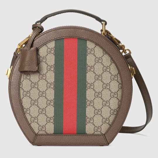 Gucci Savoy mini hat box in beige and ebony Supreme by GUCCI
