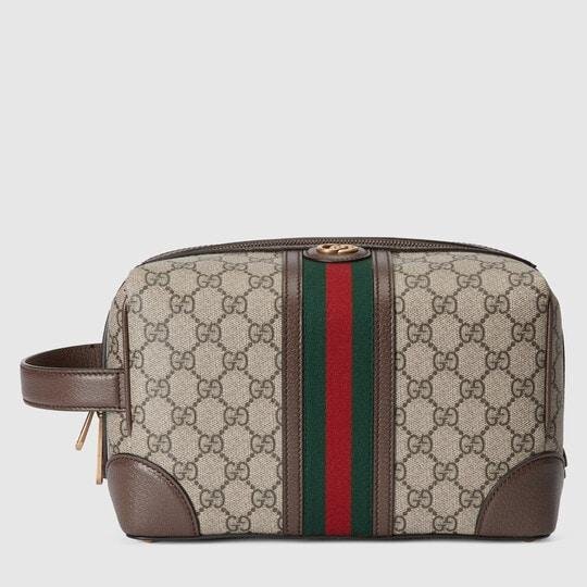 Gucci Savoy toiletry case in beige and ebony Supreme by GUCCI