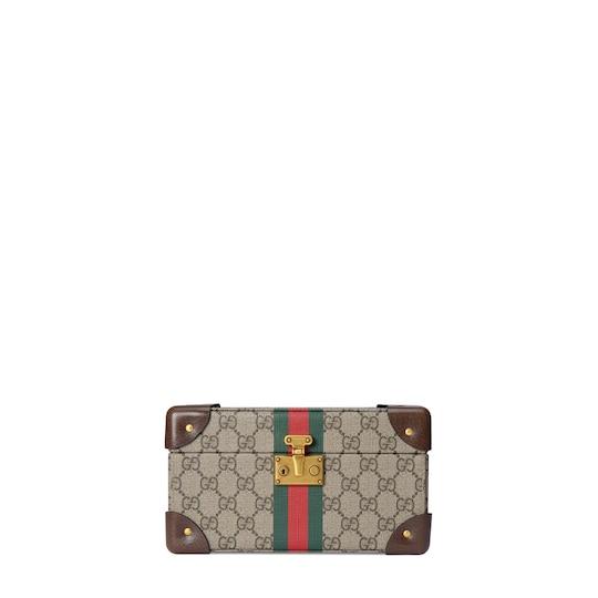 Gucci Savoy watch case in beige and ebony Supreme by GUCCI