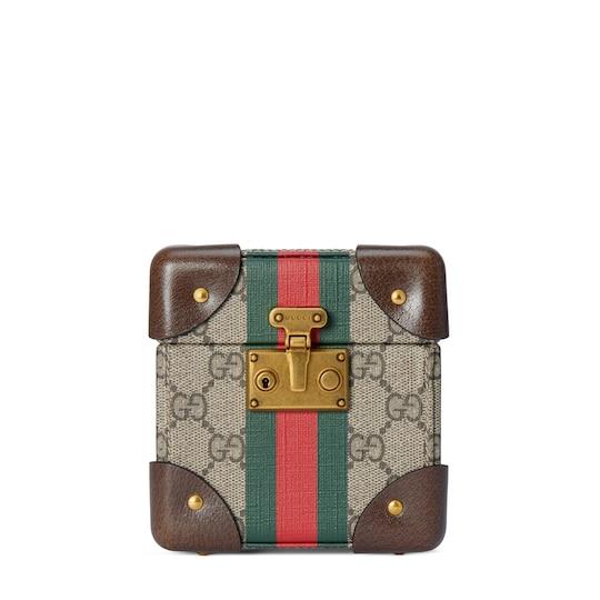Gucci Savoy watch case in beige and ebony Supreme by GUCCI