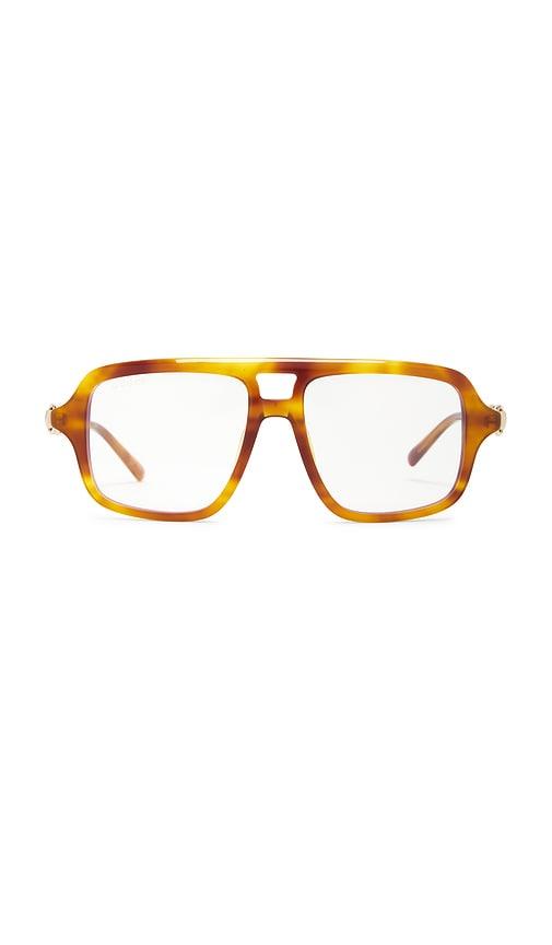 Gucci Shield Eyeglasses in Brown by GUCCI
