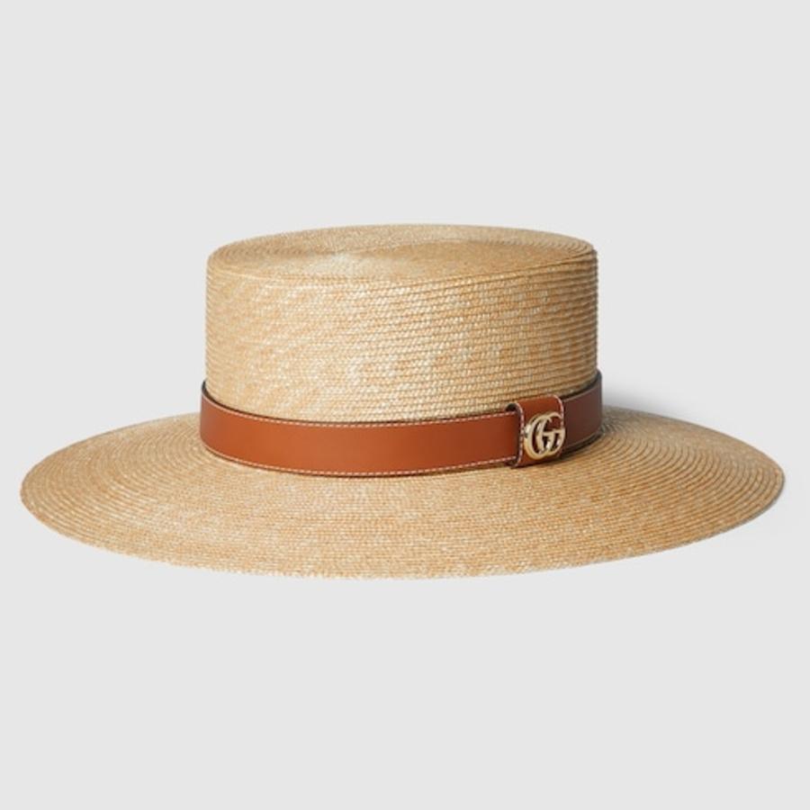 Gucci Straw Hat With Leather Detail by GUCCI