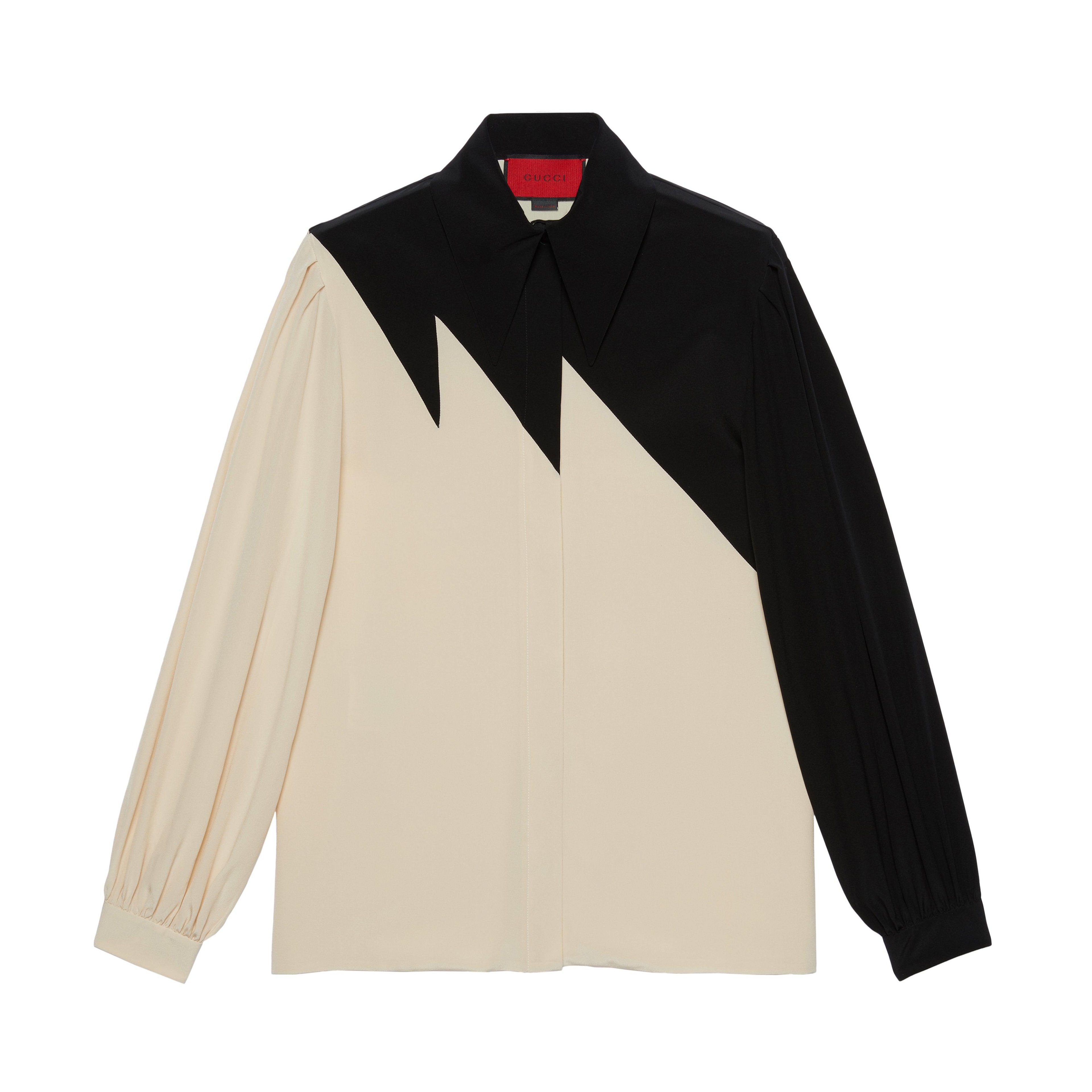 Gucci - Women’s DSM Exclusive Silk Crepe de Chine Shirt - (Black/Ivory) by GUCCI