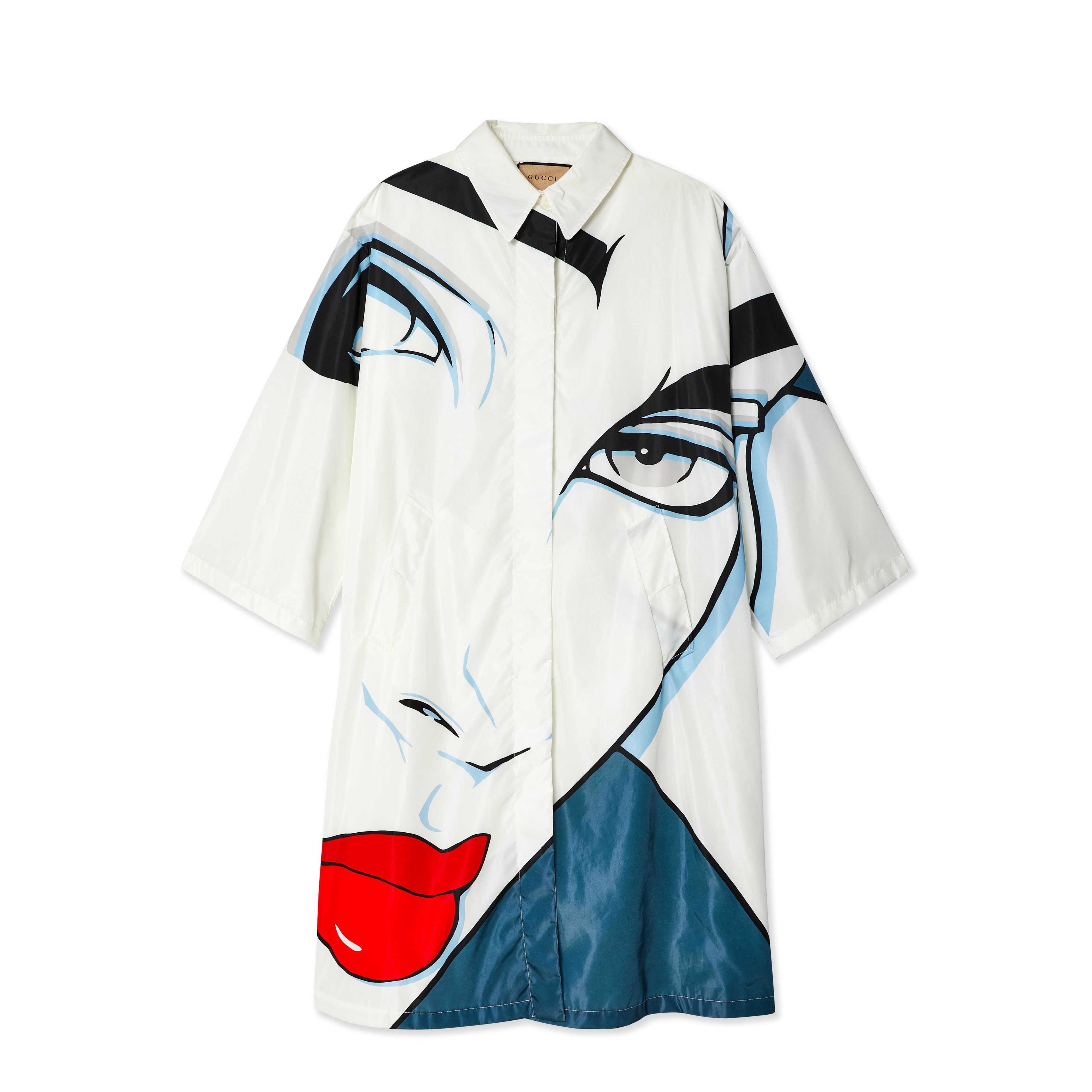 Gucci - Women's Nylon Nagel Print Trench Coat - (Ivory) by GUCCI