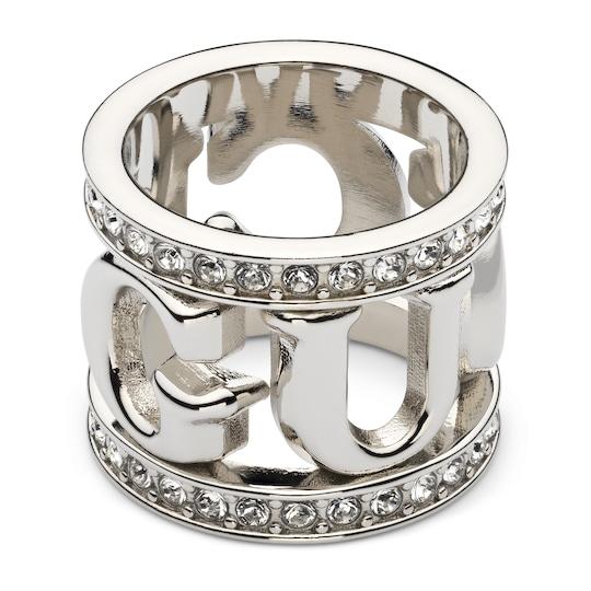 Gucci logo carré ring with crystals by GUCCI