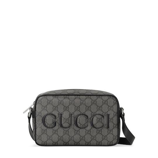 Gucci mini shoulder bag in grey and black GG Supreme by GUCCI