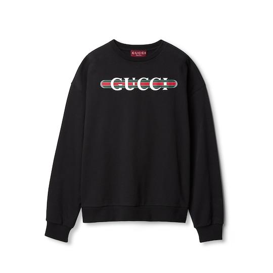 Gucci print felted cotton jersey sweatshirt in black by GUCCI