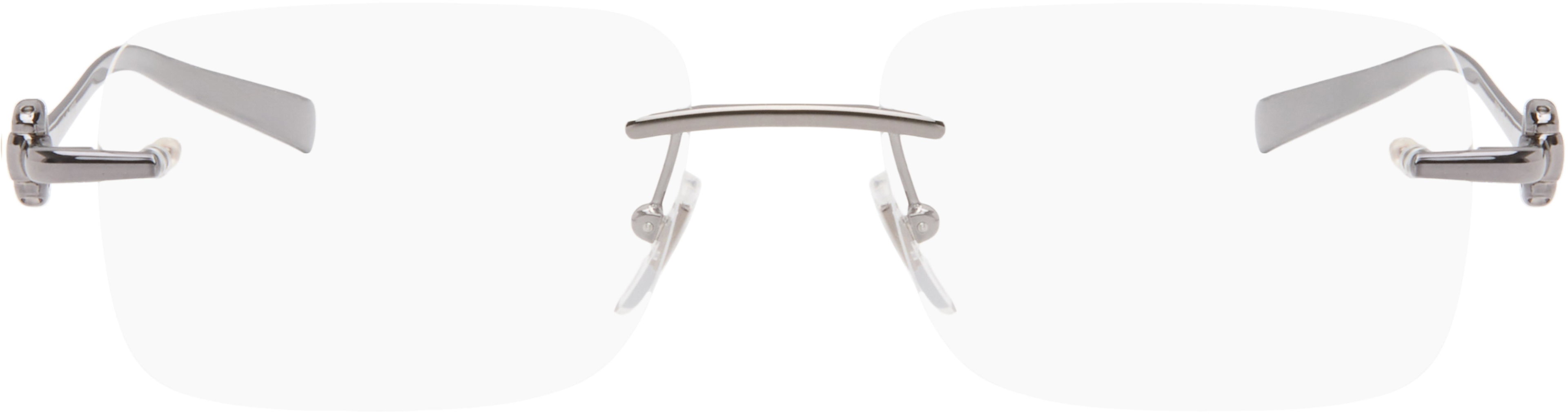 Gunmetal Horsebit Top Bar Glasses by GUCCI