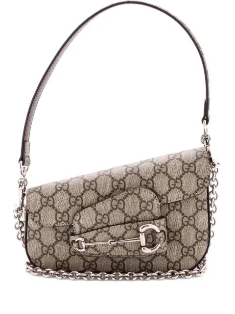 Horsebit 1955 Asymmetric GG Coated Canvas Mini shoulder bag by GUCCI 