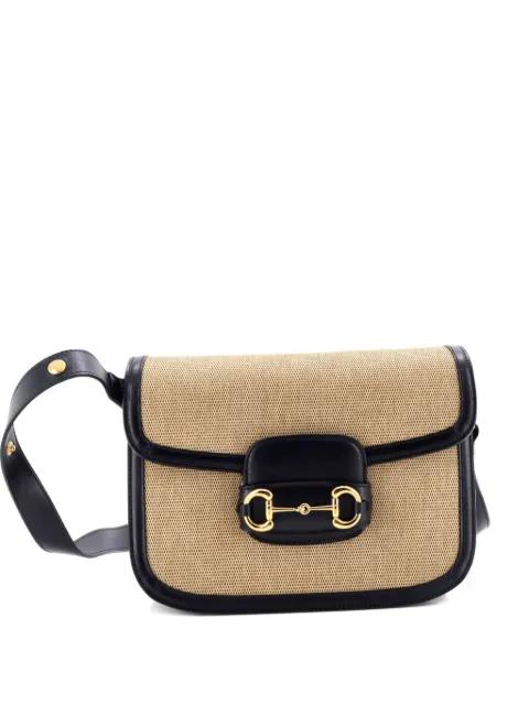 Horsebit 1955 Canvas and Leather Small shoulder bag by GUCCI Horsebit 1955 Canvas and Leather Small shoulder bag by GUCCI