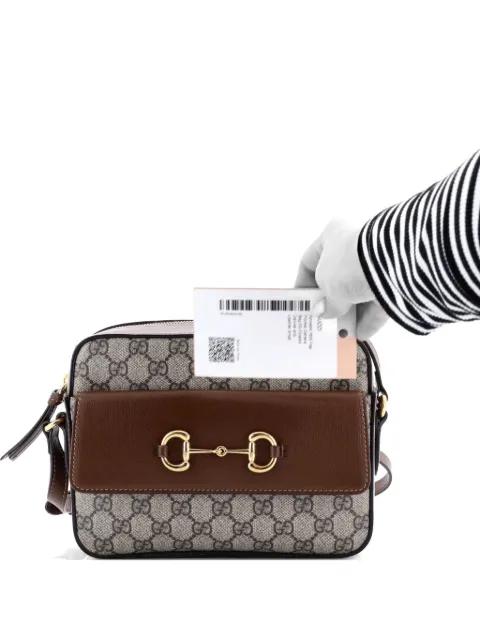 Horsebit 1955 Flap Pocket Camera Bag GG Coated Canvas and Leather Small crossbody bag by GUCCI 