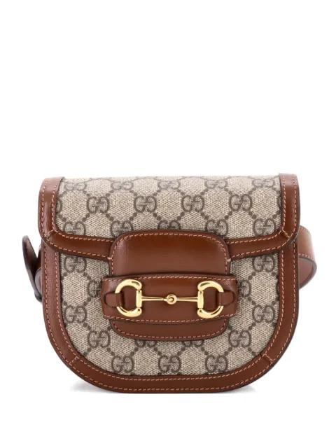 Horsebit 1955 Shoulder Bag GG Coated Canvas with Leather Mini crossbody bag by GUCCI 