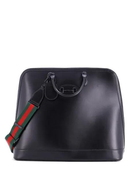 Horsebit 1955 Web Duffle Bag Leather Large travel bag by GUCCI 