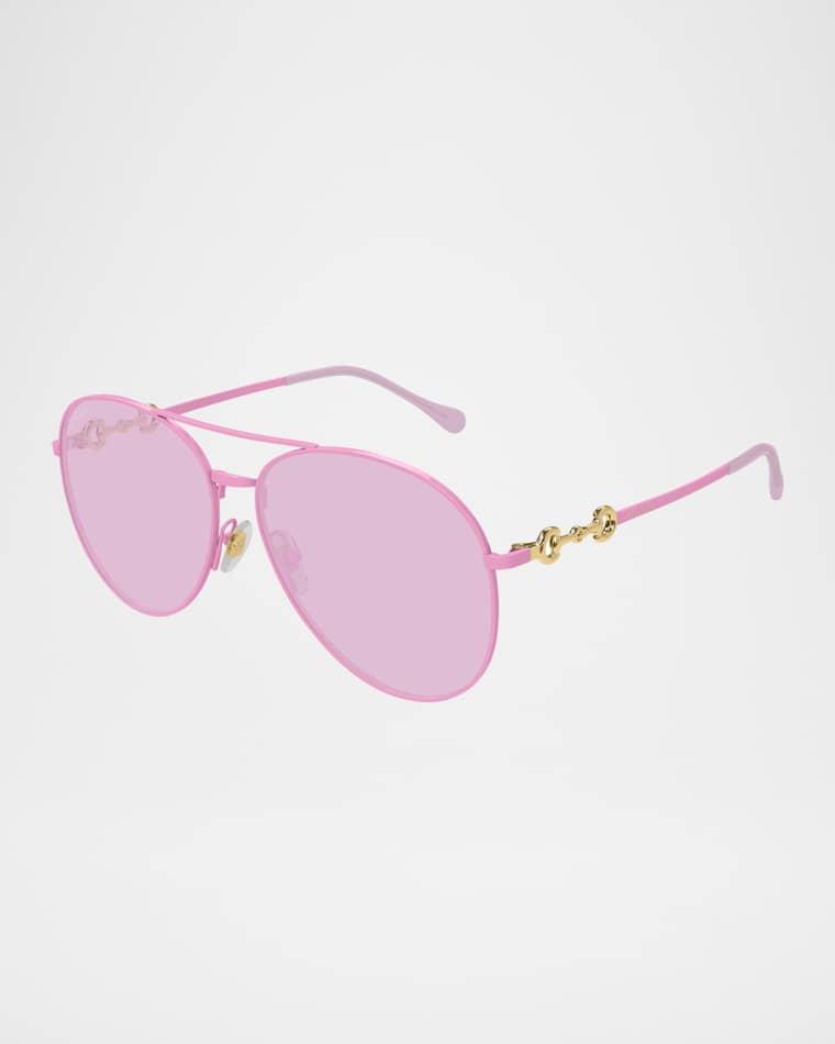 Horsebit Metal Aviator Sunglasses by GUCCI