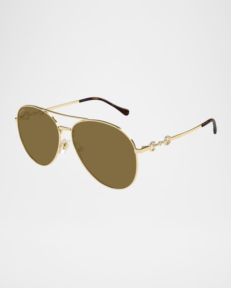Horsebit Metal Aviator Sunglasses by GUCCI