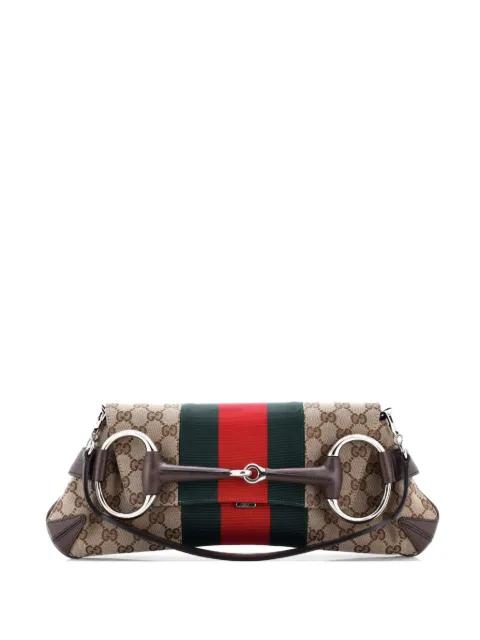 Horsebit NM Web Chain Clutch GG Canvas Medium shoulder bag by GUCCI 