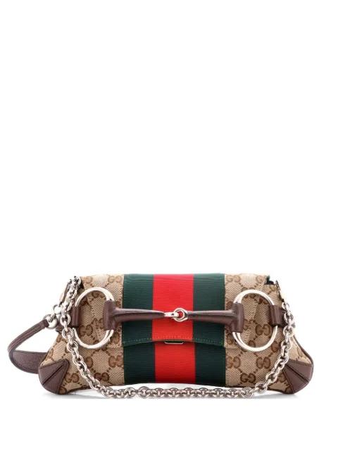 Horsebit NM Web Chain Clutch GG Canvas Small shoulder bag by GUCCI 
