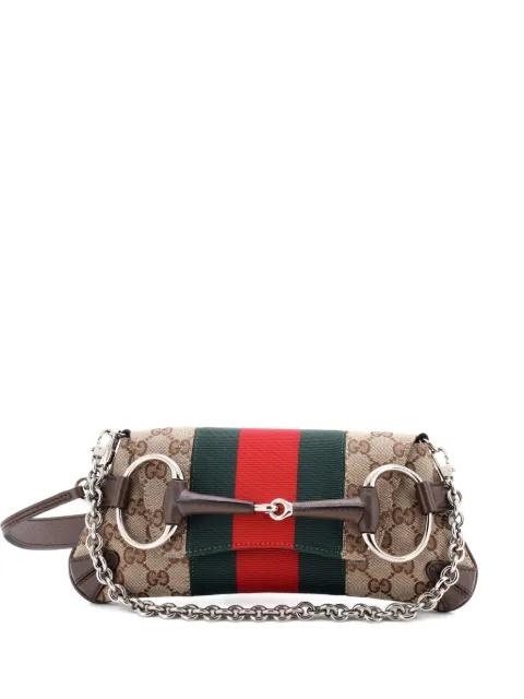 Horsebit NM Web Chain Clutch GG Canvas Small shoulder bag by GUCCI 