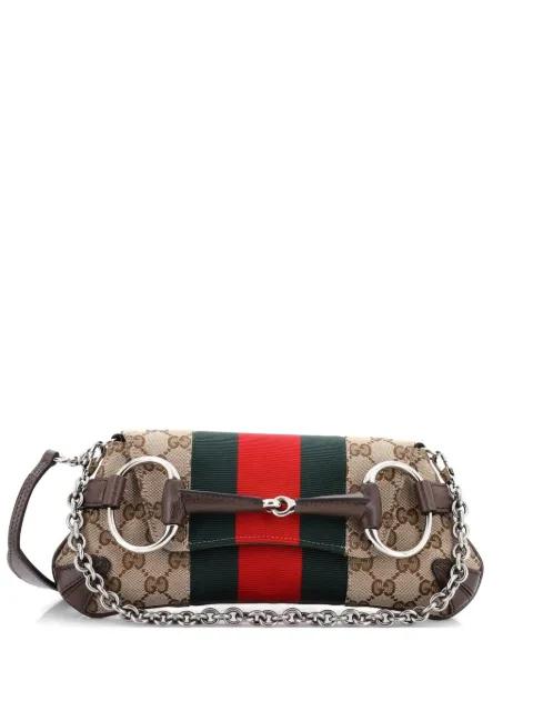 Horsebit NM Web Chain Clutch GG Canvas Small shoulder bag by GUCCI 