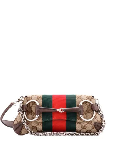 Horsebit NM Web Chain Clutch GG Canvas Small shoulder bag by GUCCI 