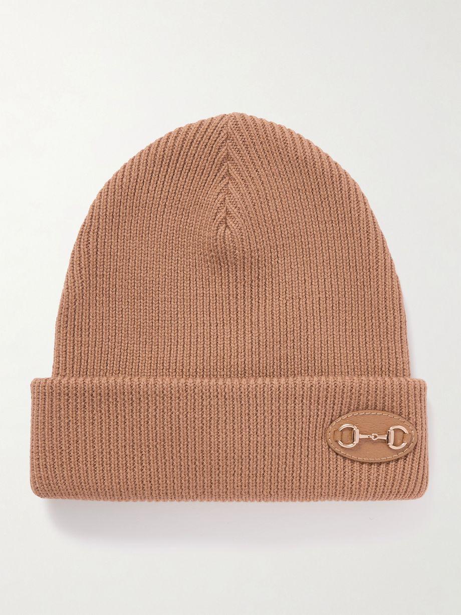 Horsebit-detailed appliquéd ribbed wool beanie by GUCCI