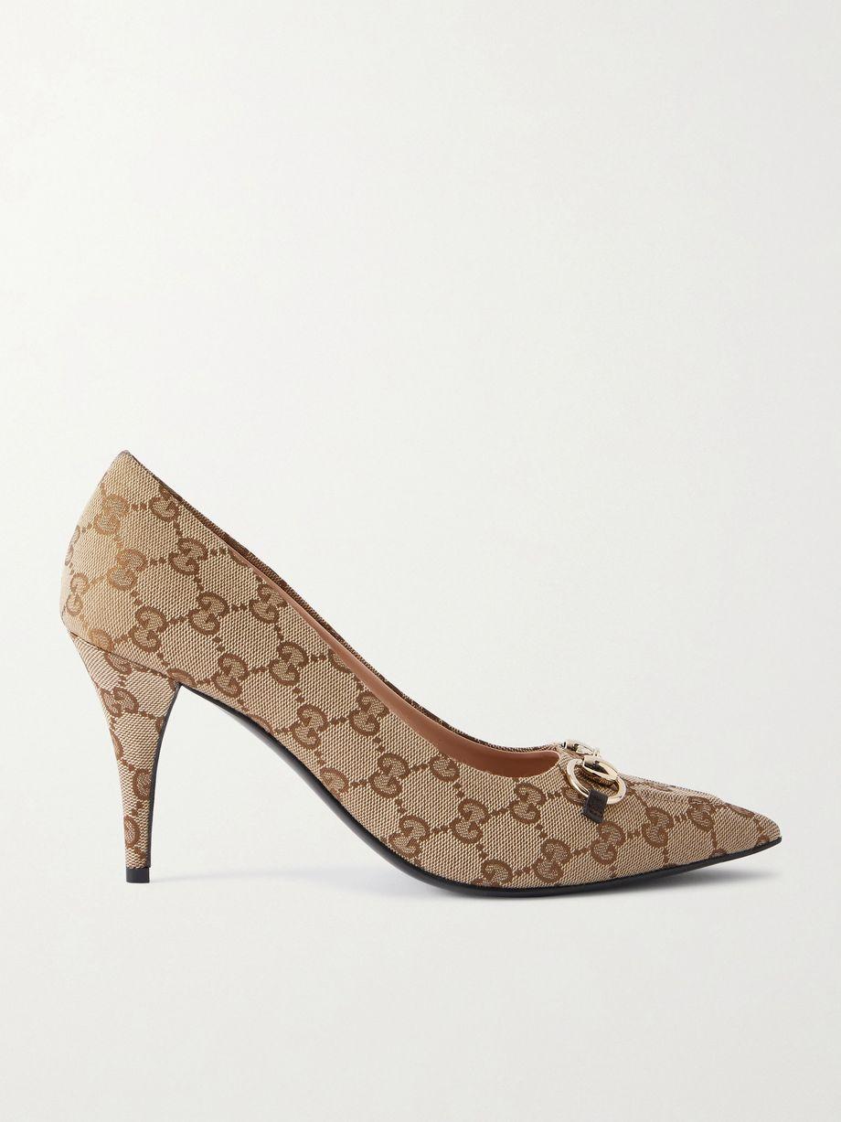 Horsebit-detailed canvas-jacquard pumps by GUCCI