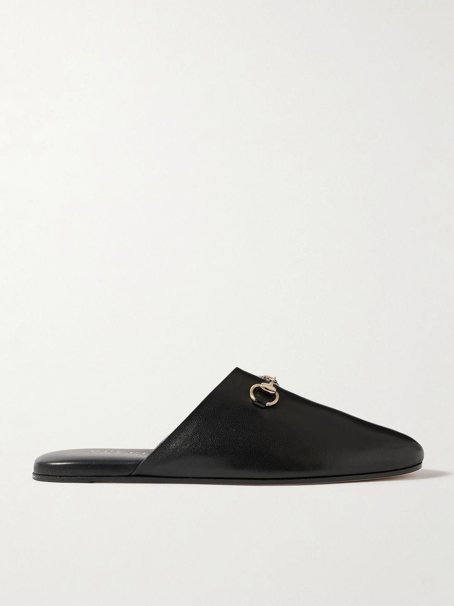 Horsebit-detailed leather slippers by GUCCI